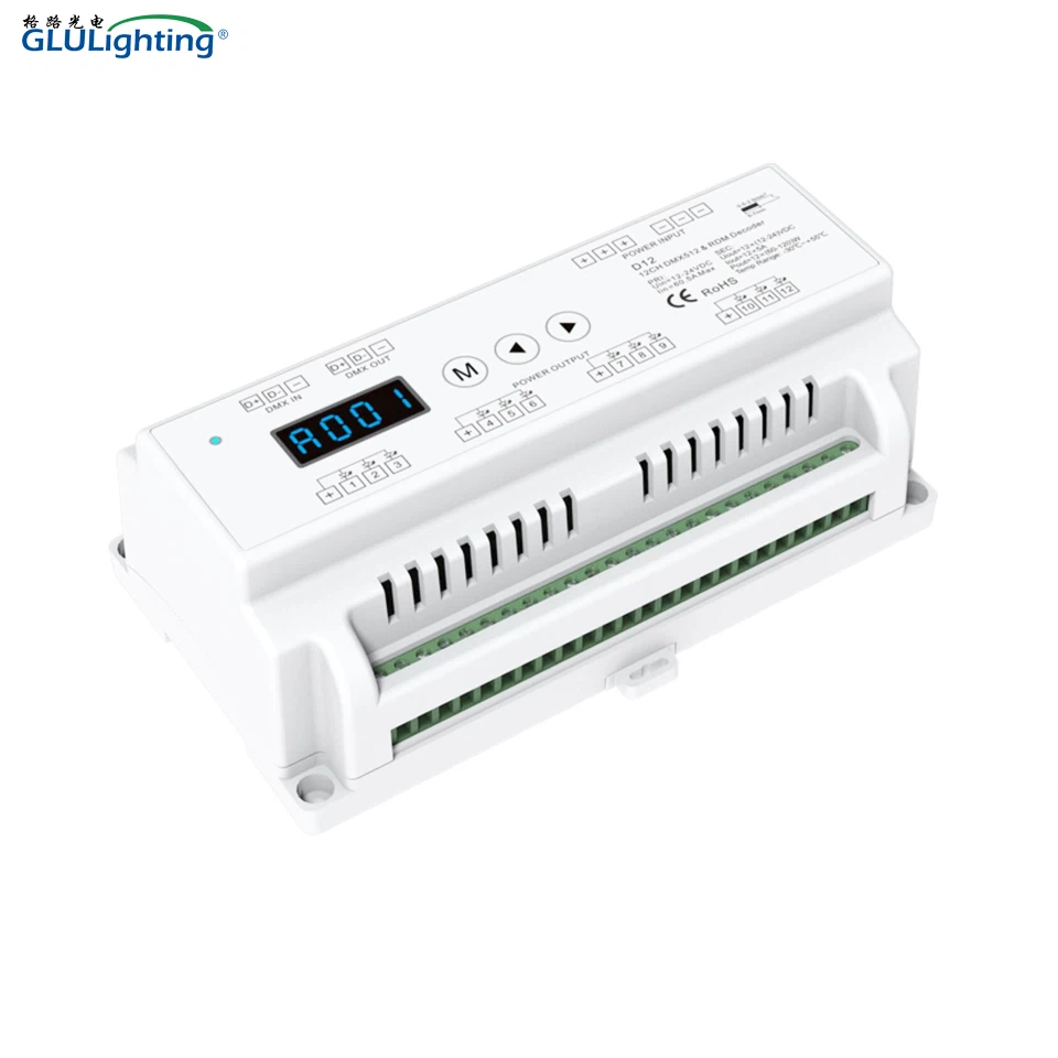 Rail Type 12 Channels CV DMX ir RDM dekoderis